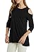 Afibi Women's Casual Cold Shoulder Half Sleeve Loose Tunic Blouse Tops (Medium, Black)