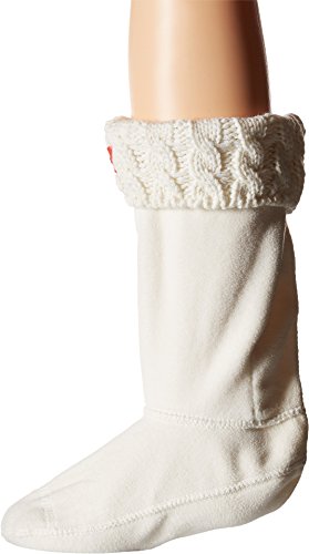 Hunter Kids Girl's Original Kids' Half-Cardigan 6 Stitch Cable Boot Socks (Toddler/Little Kid/Big Kid) White XL (Shoe 4-6 Big Kid)
