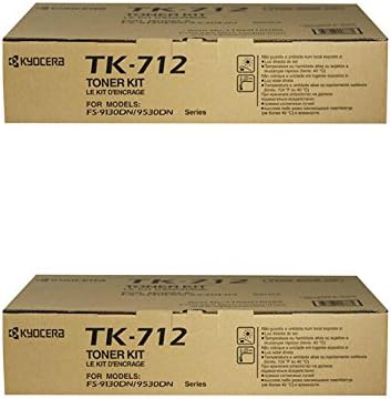 Kyocera TK-712 FS-9130 FS-9530 Toner Cartridge (Black, 2-Pack) in Retail Packaging