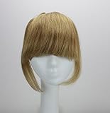 SinoArt Human Hair Front Clip-in Hair Bangs Full Fringe Short Straight Brazilian Virgin Human Hair Hairpieces Extensions for Women 6-8inch (#8 Light Brown)