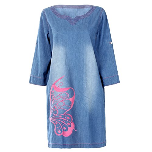 kids denim dress Women's Embroidery Self Tie Denim Dress main image 1