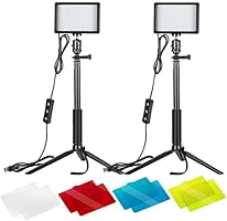Neewer 2er Pack Beleuchtungsset für Fotografie tragbare dimmbar 5600K USB 66 LED Videoleuchte mit Mini Stativ und...