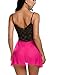 Avidlove Women Sexy Babydoll Lingerie Set Sheer Lace Chemise Sleepwear Fushcia XXL