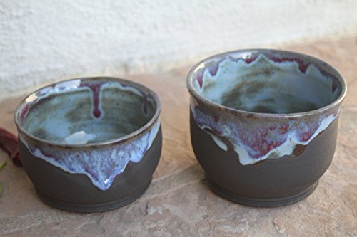 Black Clay Cup set of 2 handmade ceramic teacup modern kitchen pottery wineglass