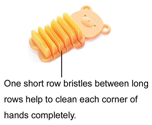 Nail Scrubber Brush Kids, Hands Finger Nails Scrub Scrubbing Cleaning Washing Brushes with Soft Bristle for Baby Toddler and Children, Animal Style and 2 Colors Choice (Yellow)