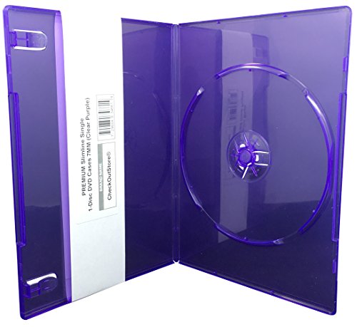 (100) CheckOutStore PREMIUM Slimline Single 1-Disc DVD Cases 7mm (Clear Purple)