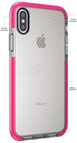 iPhone X Case iPhone X Cover iPhone 10 Ten Case Soft Evo Mesh Flexible Silicon Drop Protected (Pink)
