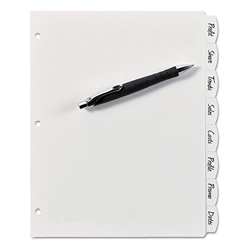 Avery 16371 Write-On Divider, 8/Tab, 3-Hole Punch, 8.5"x11", White