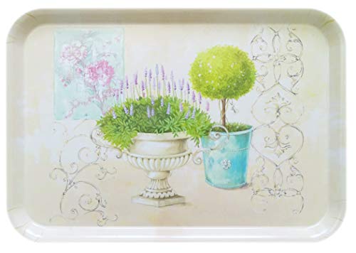 Lashuma Medium Large Serving Tray 38 x 26 cm Melamine Kitchen Tray Rectangular Coffee Tray Garden Print
