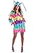 Tipsy Elves Halloween Costumes for Women Adult Hooded Long Sleeve Front Zipper Dress Womens Fun Costume Party Outfit - Fun and Cute Colorful Dress - Multicolored Pinata Costume Dress Size Large