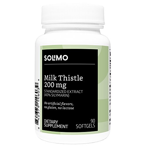 Amazon Brand - Solimo Milk Thistle 200mg, 90 Softgels, up to Three Month Supply