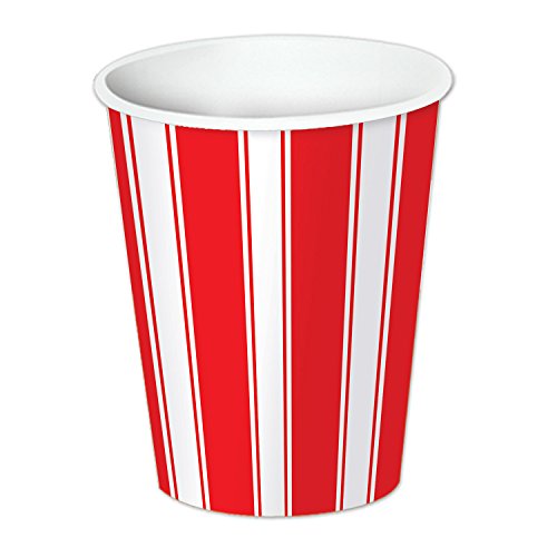 Beistle Stripes Beverage Cups, 9-Ounce, Red/White, 8 Count