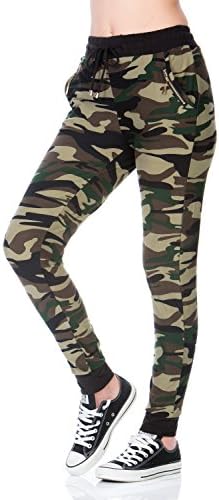 My Yuccie Women's Comfy Jogger Pants with Zipper Side Pockets (One Size - XL) (CAMO, Medium)