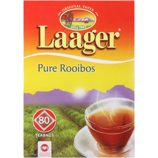 LAAGER ROOIBOS TEA | 80 TAGLESS TEABAGS | MOST FLAVORFUL NATURAL PREMIUM ROOIBOS | CAFFEINE FREE | SOUTH AFRICAN ROOIBOS TEA