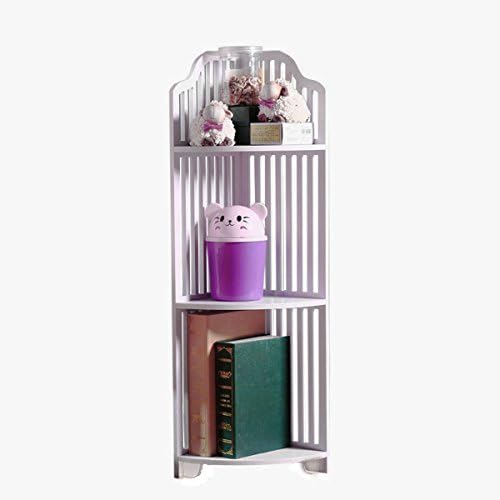 Fresh Household 3-Tier Corner Shelf, 3-Shelf Corner Bookcase Mutipurpose Freestanding Storage Book Shelf, Round End Shelves, Home Office Use, White