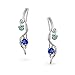Swirl Wire Ear Pin Climbers Aqua Blue Cubic Zirconia Earrings For Women Simulated Sapphire CZ Crawlers Sterling Silver