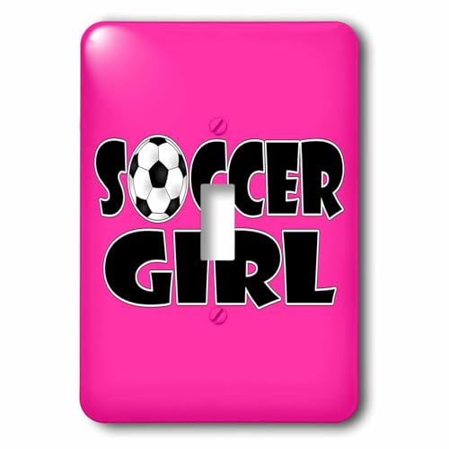 3dRose lsp_181849_1 Soccer Girl Black and Hot Pink Light Switch Cover