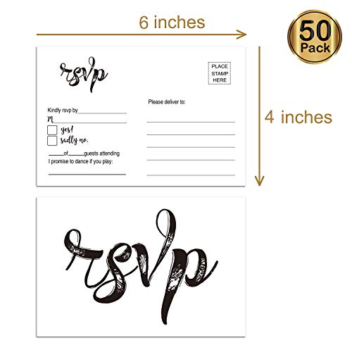 50 Blank RSVP Cards, RSVP Postcards, RSVP Reply, Response Return Card for Wedding, Rehearsal Dinner, Baby Shower, Bridal Shower, Birthday Party Invitation, No Envelopes Needed, Rustic Wedding Themed - Thumbnail 3