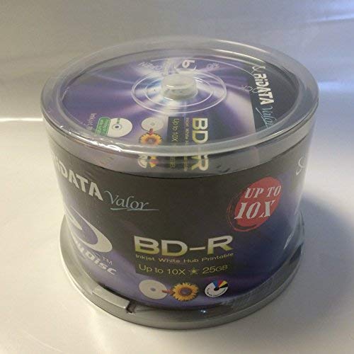 50 Ridata Valor White Inkjet Printable Blu-ray Bd-r Blank Disc 25gb up to 10x