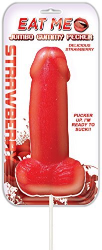 Jumbo Strawberry Gummy Pecker Pop by Hott Products Unlimited