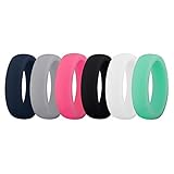 GOGO (Price/6 Pcs Premium Women's Silicone Wedding Rings Wedding Bands - 5.5mm Wide(2mm Thick) - Comfortable Smooth Edge