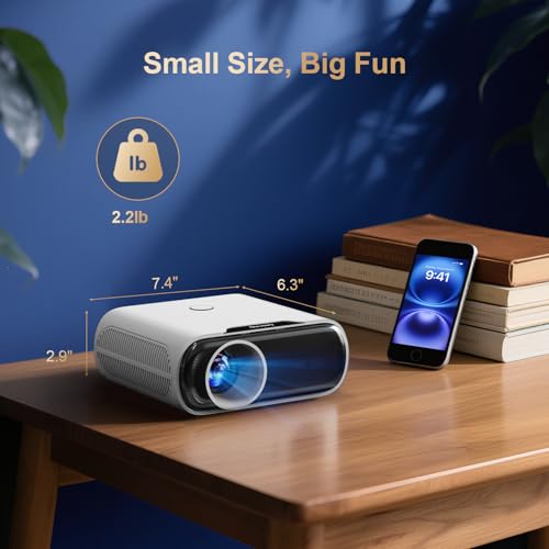 [Built-in Apps/GoogIe TV] Smart Projector 4K Supported, Goiaey C26 Mini Projector with HDR 10, WiFi Cast, GoogIe Voice, Native 1080P Portable Projector for Outdoor Movie/Home Theater