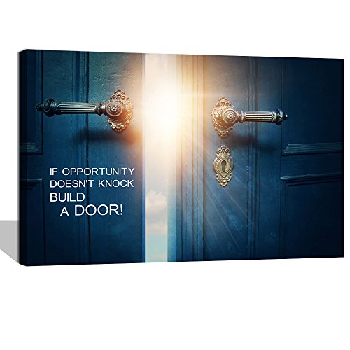 Visual-Art-Decor-Success-Inspiration-Quote-Canvas-Wall-Art-If-Opportunity-Doesnt-Knock-Build-a-Door-Motivation-Motto-Framed-Giclee-Prints-Home-Office-Decoration-W-32-xH-24