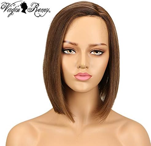QVR Ombre Blonde Wigs 10 inch L Part Lace Front Wigs Short Human Hair Wigs for Black Women Brazilian Straight Hair Wigs 130% Full Lace Wigs Ombre Color P4/30