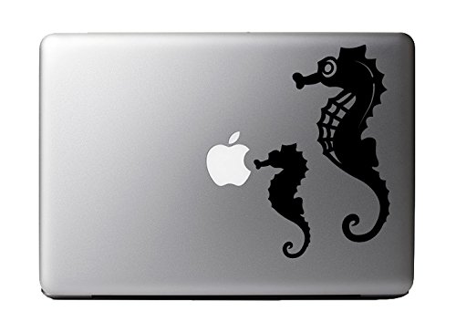 Cute Seahorse Family Black Vinyl Decal Sticker for 13" Macbook Laptop Computer