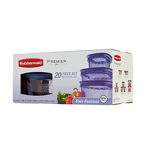 Rubbermaid Premier Easy Find Lids Food Storage Containers, Purple, 20
