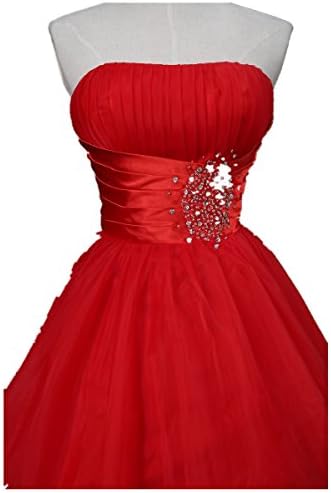 Siqian Women's Girl Strapless short Mini Tulle Beading Homecoming Evening DressHomecoming Dresses Crsytal Orangza Prom Gown