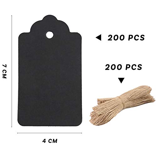 HAKACC Kraftpapier Anhänger, 200 STK. Geschenkanhänger Etiketten Kraftpapier Anhänger mit Schnur Wunschkarten für Hochzeit Weihnachten
