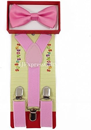 Baby Toddler Kids Children Boys Girls Pink Suspender & Bow Tie Set