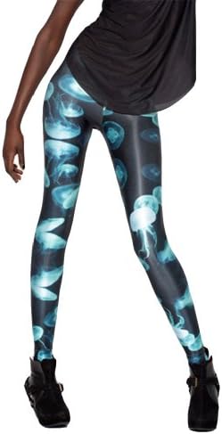 Amoluv Women's Fashion Digital Print Jellyfish Pattern Sexy Leggings(Blue)