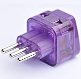 HIGH QUALITY AC POWER TRAVEL ADAPTER PLUG FOR ITALY CHILE URUGUAY / WITH DUAL PLUG-IN PORTS AND SURGE PROTECTION / GROUNDED