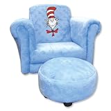 Dr Seuss Baby Shower Ideas Trend Lab Dr. Seuss Cat in the Hat Star Embossed Velour Club Chair and Ottoman Set, Blue