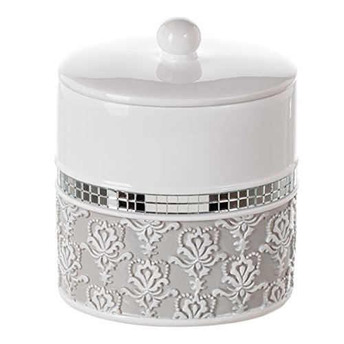 Mirror Damask Q Tip Holder, Decorative Canister Jar, Durable Resin Swab