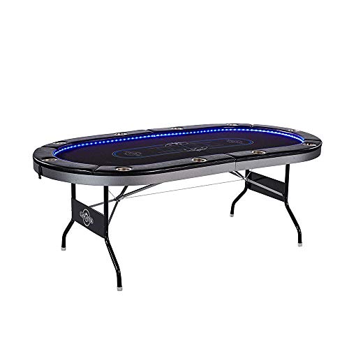 Lancaster 10 Player Poker Game Table with Cup Holders, LED Lights