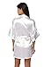 The Bund Womens Pure Colour Short Kimono Robes with Oblique V-Neck White Small