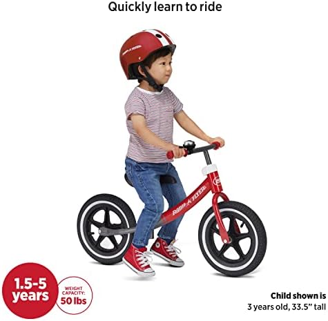 Air Ride Balance Bike: bicicleta para crianças pequenas, idades 1,5-5, bicicleta de equilíbrio vermelha e branca para crianças