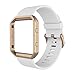 Simpeak Band Compatible with Fitbit Blaze Smartwatch Sport Fitness, Silicone Wrist Band with Meatl Frame Replacement for Fitbit Blaze Men Women, Large, White Rose Gold Frame, Large