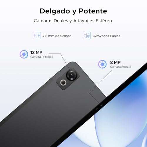 P12 Tablet 12 Pulgadas 2.4K 120Hz Display, Tablets Android 16 con Gemini AI, 10000mAh, 48GB+128GB/2TB, Unisoc T7280 Octa-Core, 13MP+8MP, Face ID, Widevine L1, Auriculares 3.5 mm, teclado, lapiz, Negro