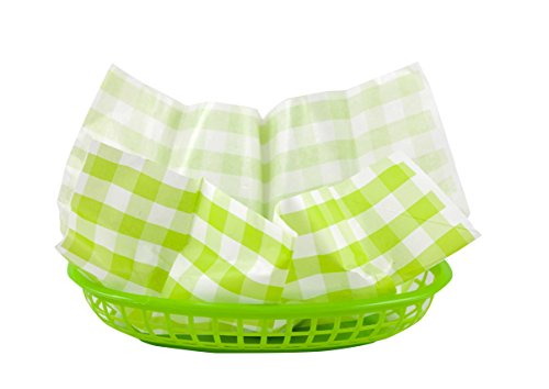 Best Brands Sandwich and Chips Picnic Basket Set, 6 Liners and 3 Baskets, Green