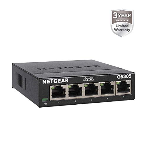 NETGEAR-Switch-5-puertos-Gigabit-Unmanaged-GS305-Switch-Ethernet-domestico-switch-de-oficina-plug-and-play-carcasa-metalica-montaje-sobremesapared