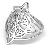 YILUOCD Witches Knot Ring for Women Stainless Steel Witchcraft Celtic Amulet Ring Quaternary Celtic Knot Ring Vintage Jewelry Gift for Women