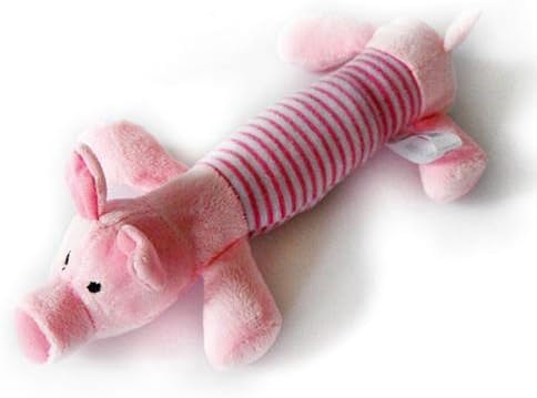 Syeer Chic Pet Plush Sound Chew Squeaker Squeaky Pig Elephant Duck Toys Preferred Healthy Baby Developmental Toy Teether Toy Squeak Rattle Crinkle Baby Rattles Plush Travel Activity 1PCS (Pink Piggy)