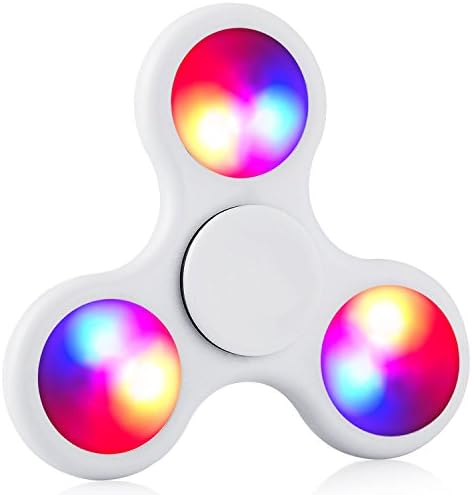 TheHonestBill Fidget Hand Spinner with Light, Tri Spinner Toy with 3 Colored Shining, Anxiety Toy Helps Focus, Stress Reducer, Perfect for ADD, ADHD, Anxiety, and Autism Adult Children (L-White)