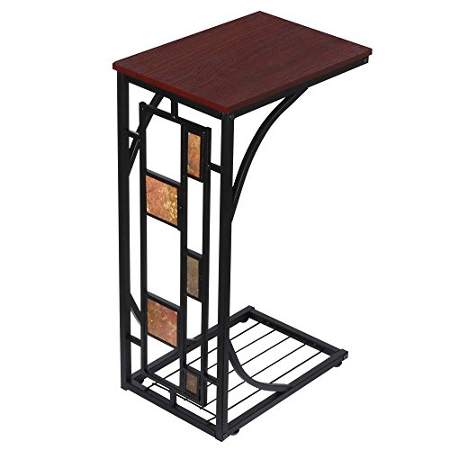 Topeakmart C-Shaped Side Sofa Snack Table Coffee Tray End Table Living Room Furniture