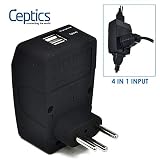 Ceptics GP4-11A 2 USB Switzerland Travel Adapter 4 in 1 Power Plug (Type J) - Universal Socket