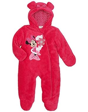 Infant Girls Plush Pink Minnie Mouse Snowsuit Baby Pram Snow Suit 6m